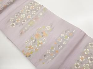変わり横段に草花模様織出し名古屋帯